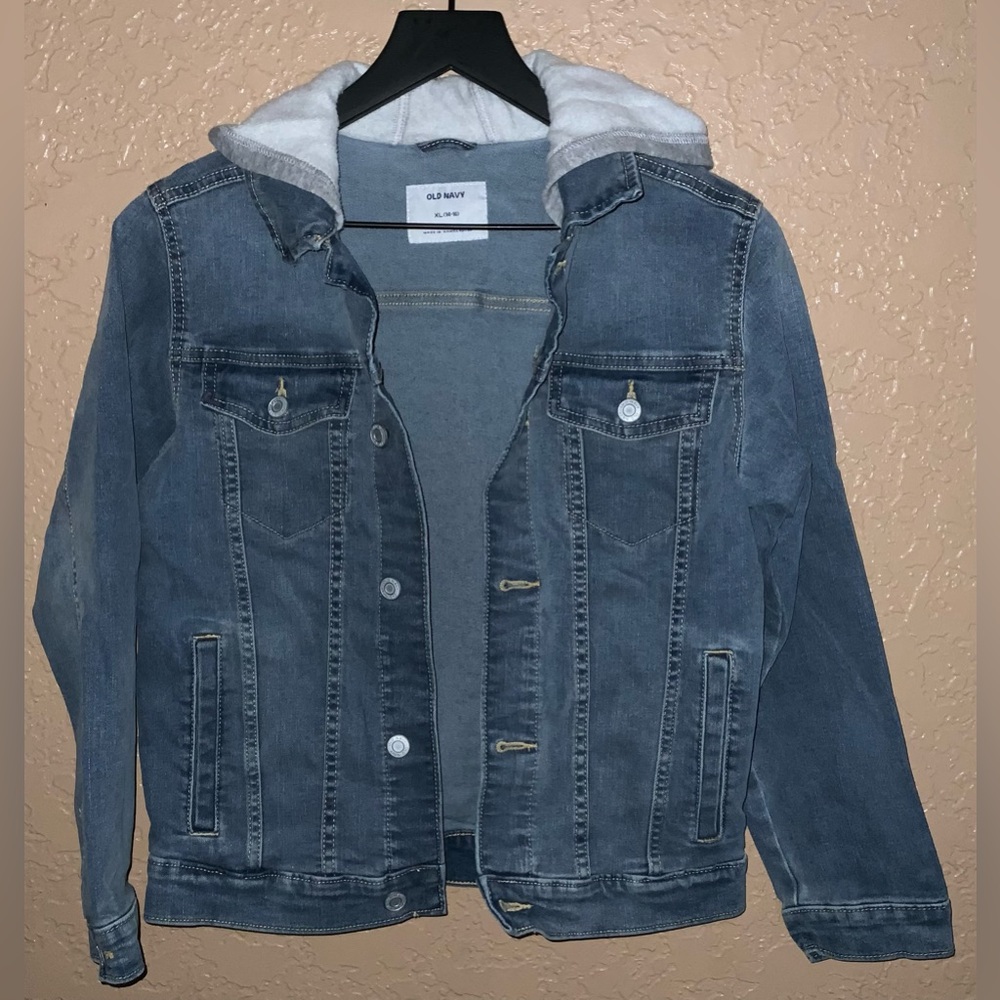 Boys Old Navy Jean Hooded Jacket Size 14/16.